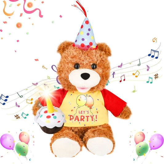 Singing Dancing Teddy Bear with Light Up Candle Playing Happy Birthday Song – Musical Interactive