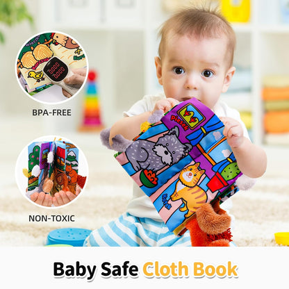 Jollybaby Baby Cloth Books, Touch & Feel Crinkle Soft Books, for Infants Babies, Toddler Early