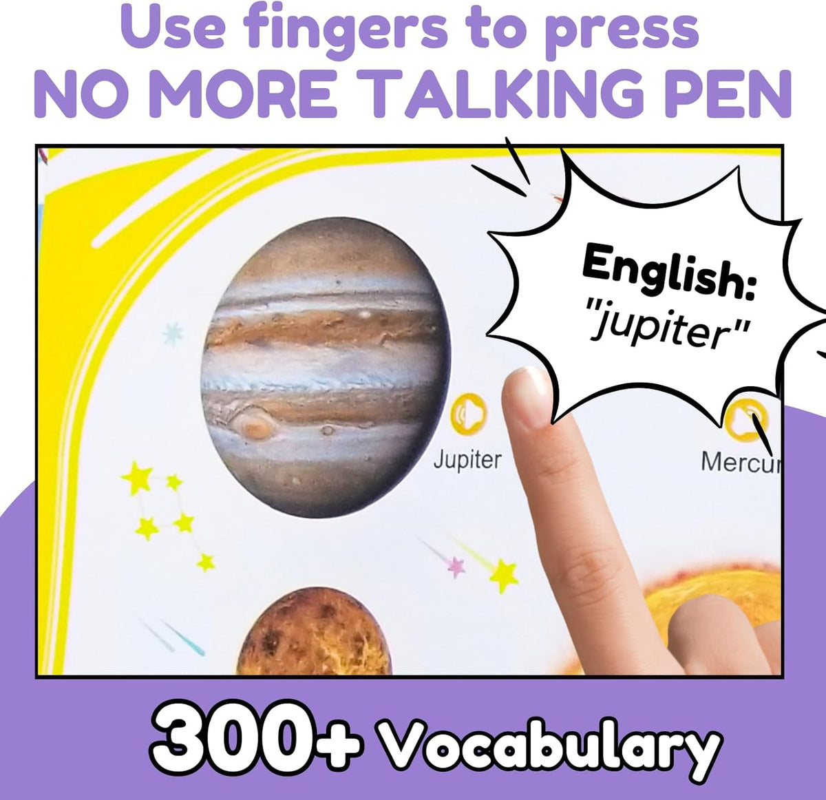 ZeenKind English Learning Talking Book for Kids 2 3 4 5 6 Years Old, 300+ Words Interactive Audio