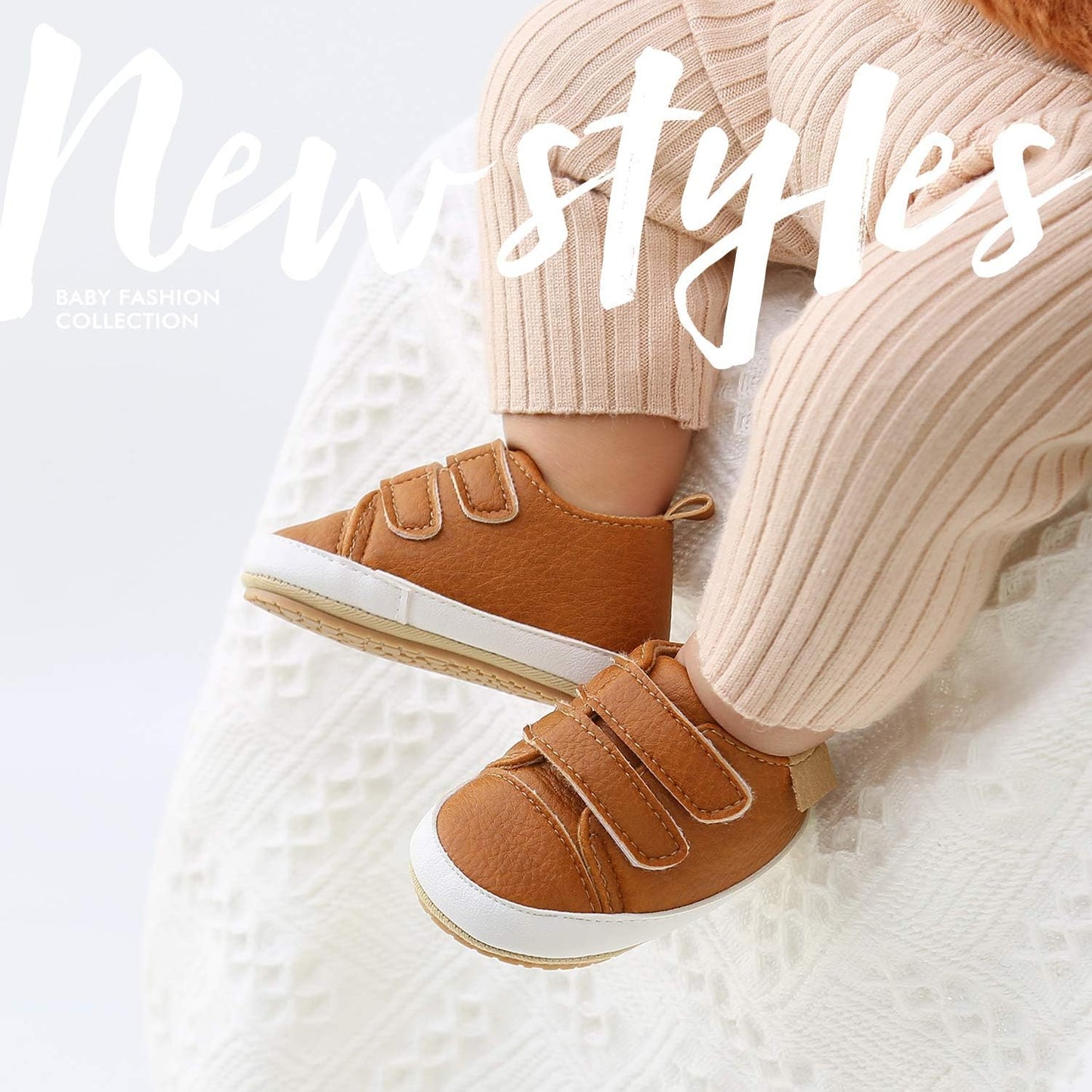 SOFMUO Baby Boys Girls High Top Ankle PU Leather Sneakers Soft Rubber Sole Infant Moccasins Newborn