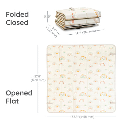 Infantino Foldable Foam Play Mat Reversible 57x57 in, Rainbows