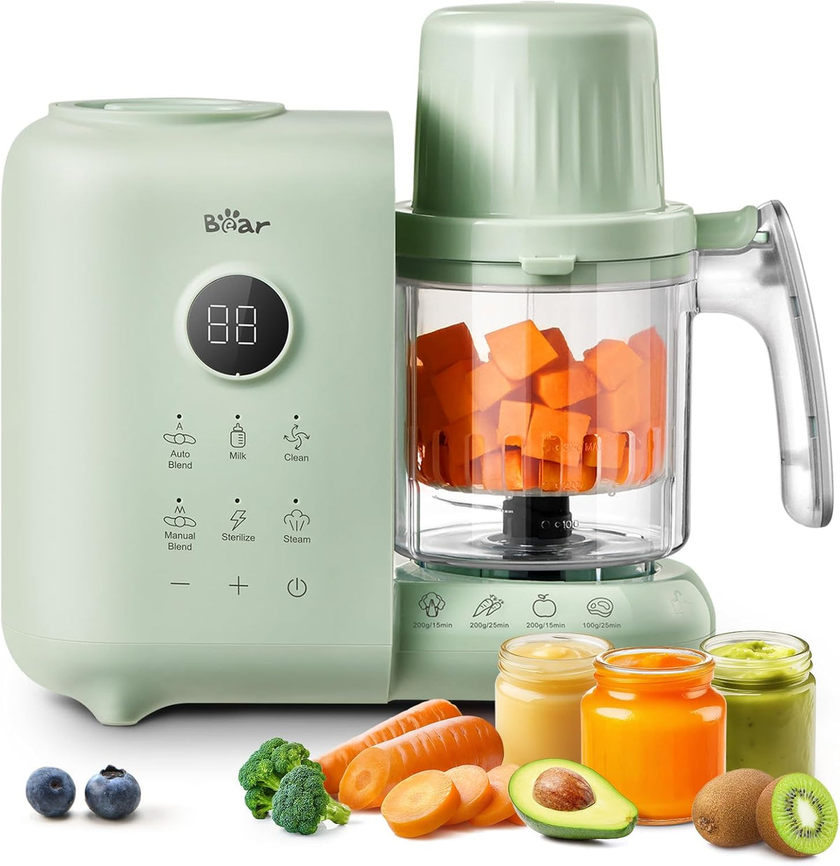 Bear Baby Food Maker with Two Layer Steam Baskets, Multifunction Baby Food Processor Steamer Puree