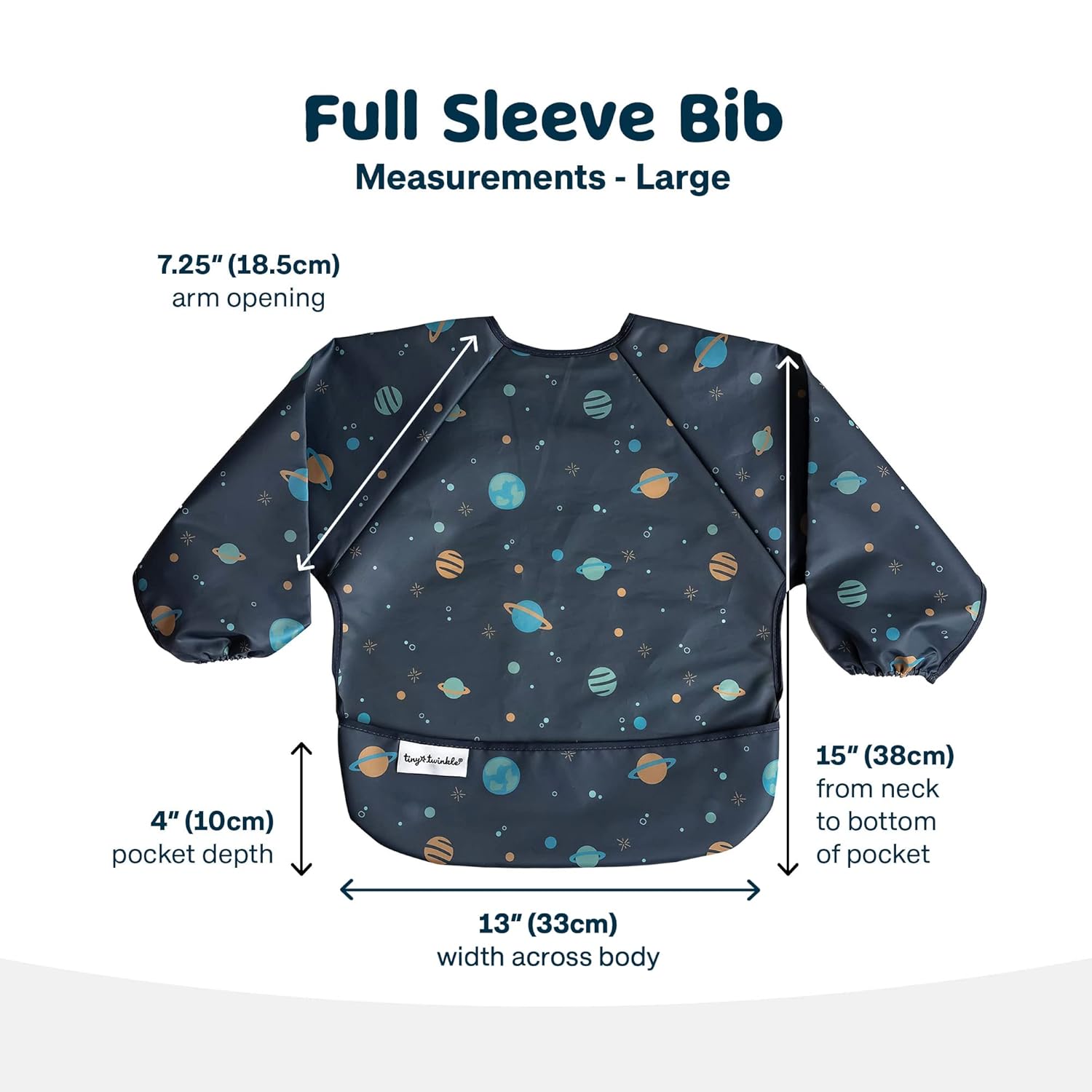 Tiny Twinkle Mess Proof Baby Bib,Waterproof Smock Baby Bib for Eating,Machine Washable Long Sleeve