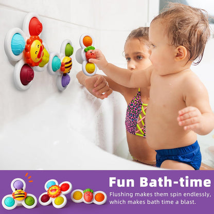 LiKee Strong Suction Cup Fidget Spinnerz Sensory Bath Toys for Baby 12 18 Months Airplane Car