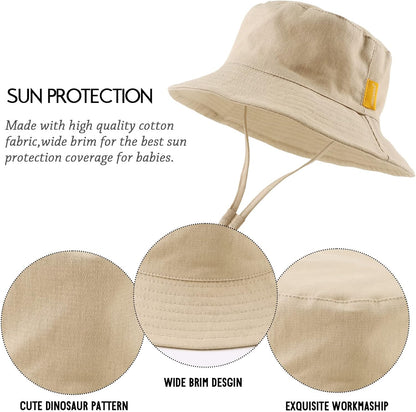 JANGANNSA Cotton Baby Sun Hat Infant Toddler Boys Girls Bucket Hats Summer Sun Protection Kids