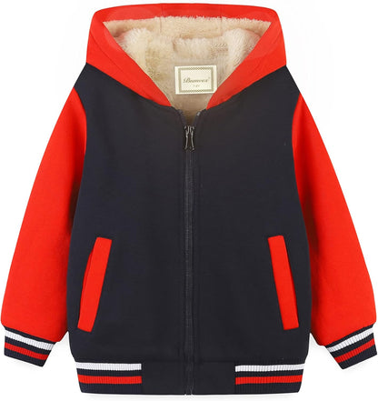 Bumeex Kids Boy's Girl's Sherpa Fleece Lined Jacket Spring Fall Winter Zip up Sweatshirt Hoodie