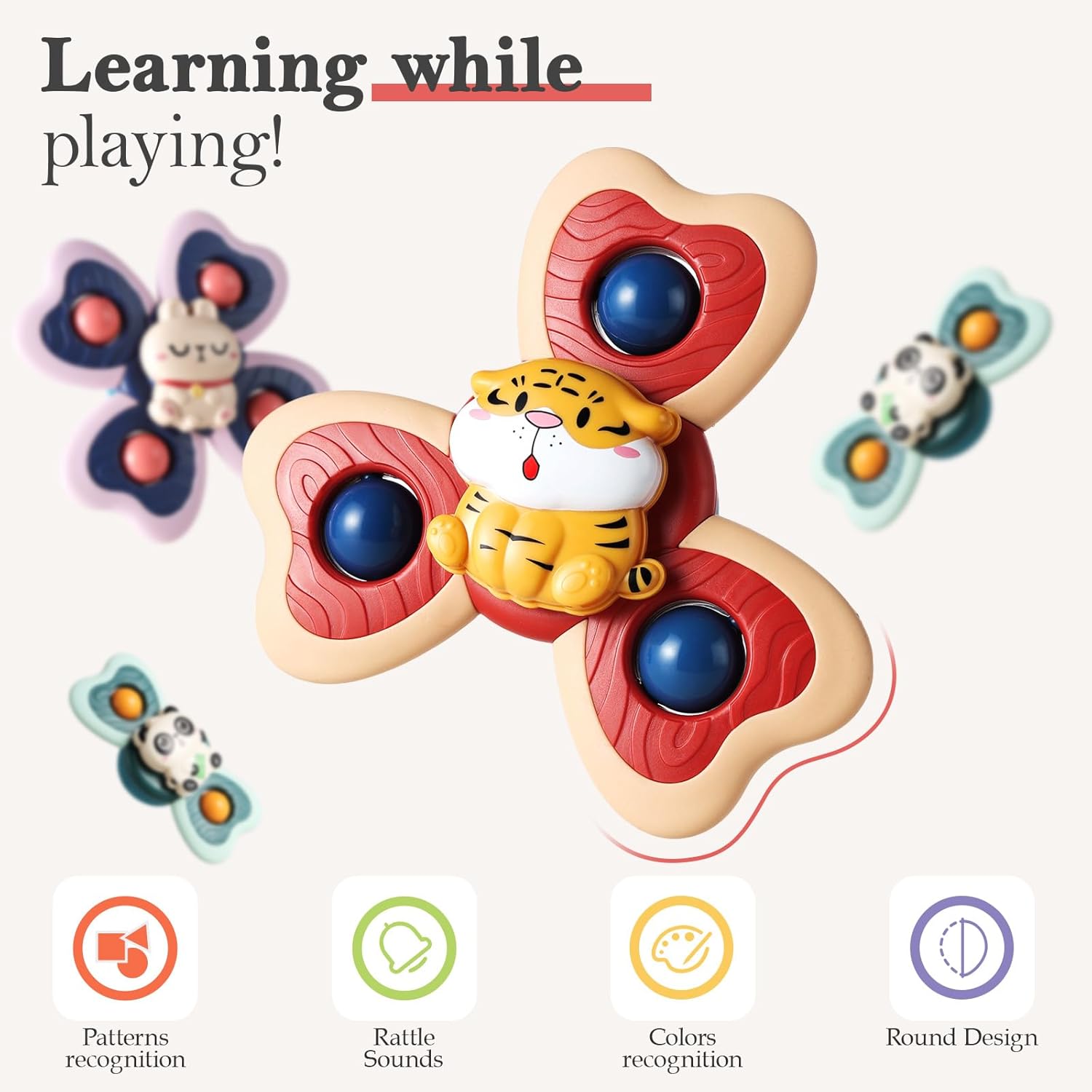 ALASOU 3PCS Suction Cup Spinner Toys for 1 Year Old Boy Girl|Spinning Tops Bath Toys for Kids Ages