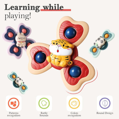 ALASOU 3PCS Suction Cup Spinner Toys for 1 Year Old Boy Girl|Spinning Tops Bath Toys for Kids Ages