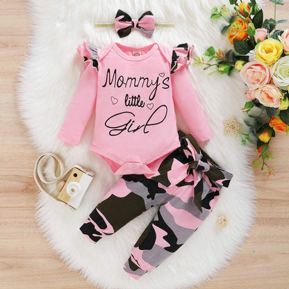 Newborn Baby Girl Clothes, Infant Girl Outfits Long Sleeve Ruffle Romper + Floral Pants + Headband
