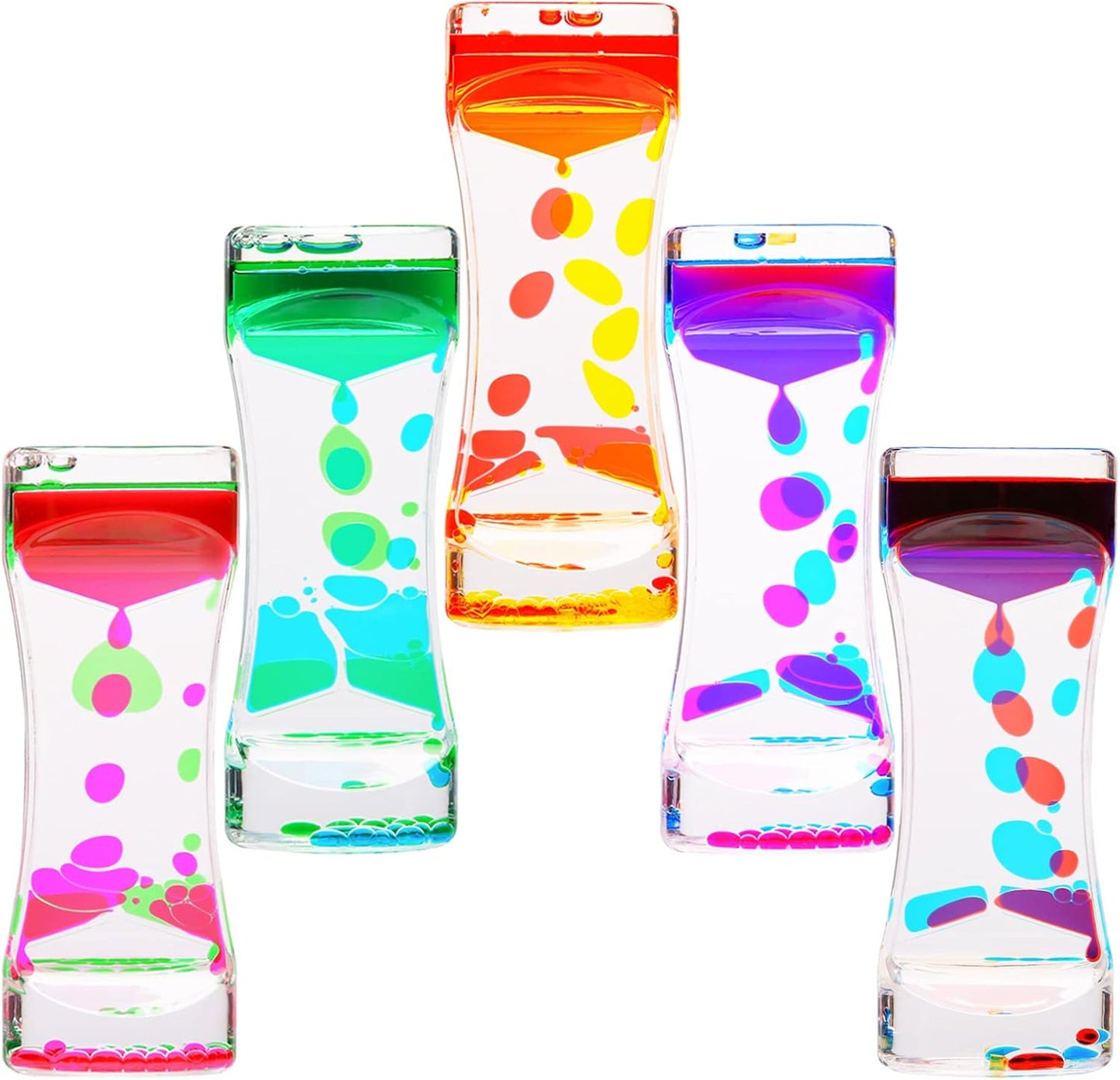 Liquid Motion Bubbler, 5 Pack Stress Management Sensory Toys, Relief Fidget Water Timers,Relaxing