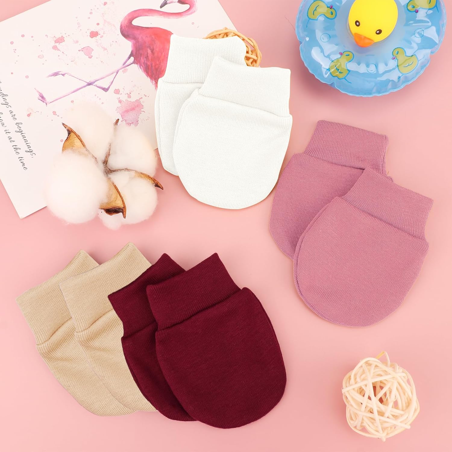 Newborn Baby Mittens No Scratch Cotton Elastic Wrist Gloves Infant Toddler Mittens for Baby Boy
