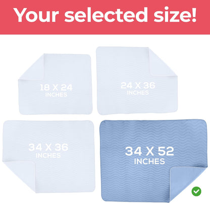 Utopia Bedding Washable Underpads 34" x 52" (Pack of 4), Waterproof Reusable Heavy Absorbency