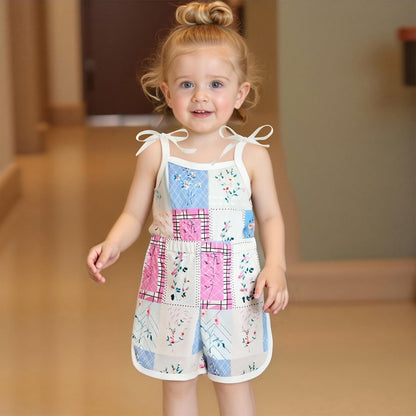 WZTYYDS Toddler Baby Girl Summer Clothes Floral Romper Tie-Up Strap Halter Jumpsuit Infant Summer