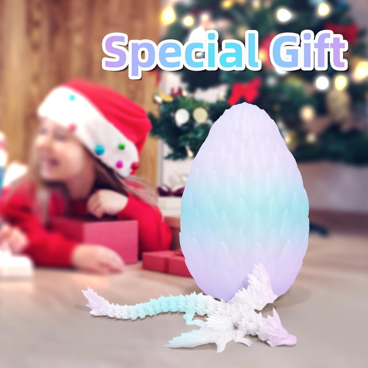 Upgraded 3D Printed Flying Dragon in Egg - Surprise Egg with Flexible Winged Dragon Inside, Mystery