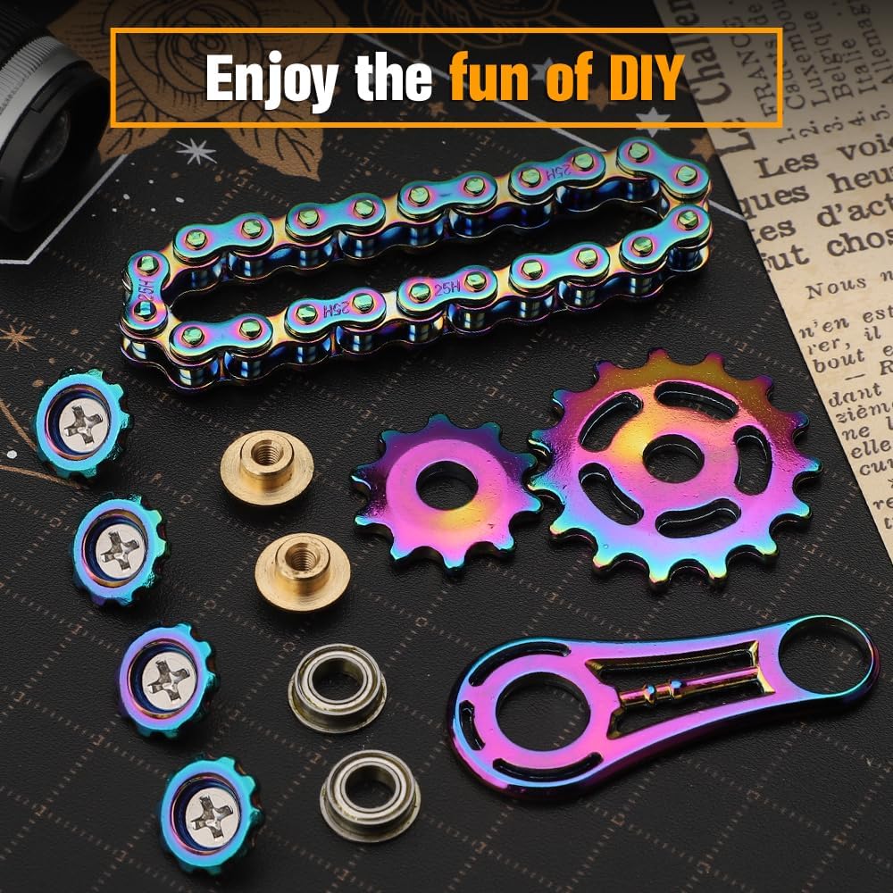 Bike Chain Gear Fidget Spinner for Stress Relief, Metal Sprocket Chain Fidget Toy for Kids Adults