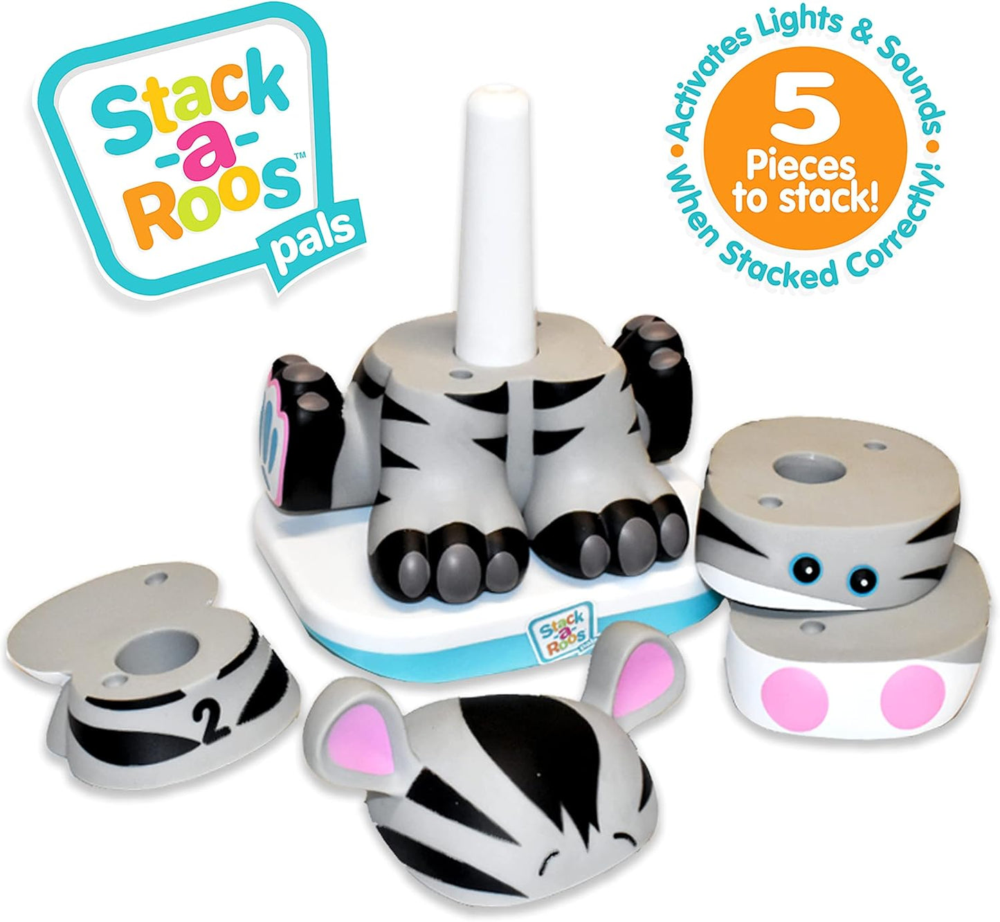 Stack-a-Roos Baby Zebra by Salus Brands - Animal Stacking Toy, Educational Early Learning Toy for