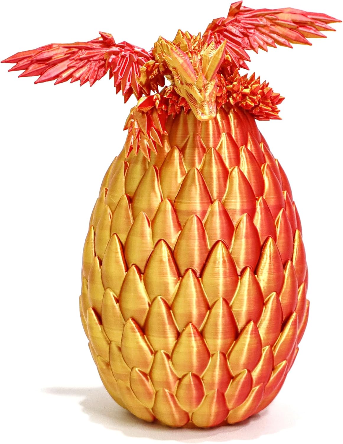 3D Printed Flying Dragon in Egg - Red Mix Gold - Surprise Egg with Flexible Winged Dragon Inside