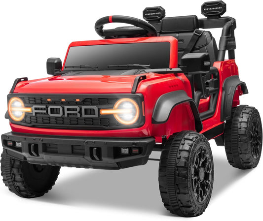 ENYOPRO 12V Kids Ride On Car with Remote Mode, Licensed Ford Bronco Raptor Electric Car for