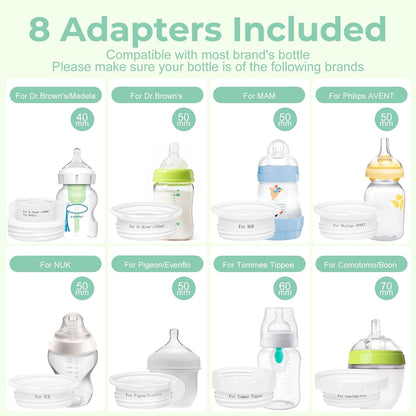 Portable Cordless Baby Bottle Warmer for Travel, Rechargeable with 8 Adapters & 1 Milk Powder
