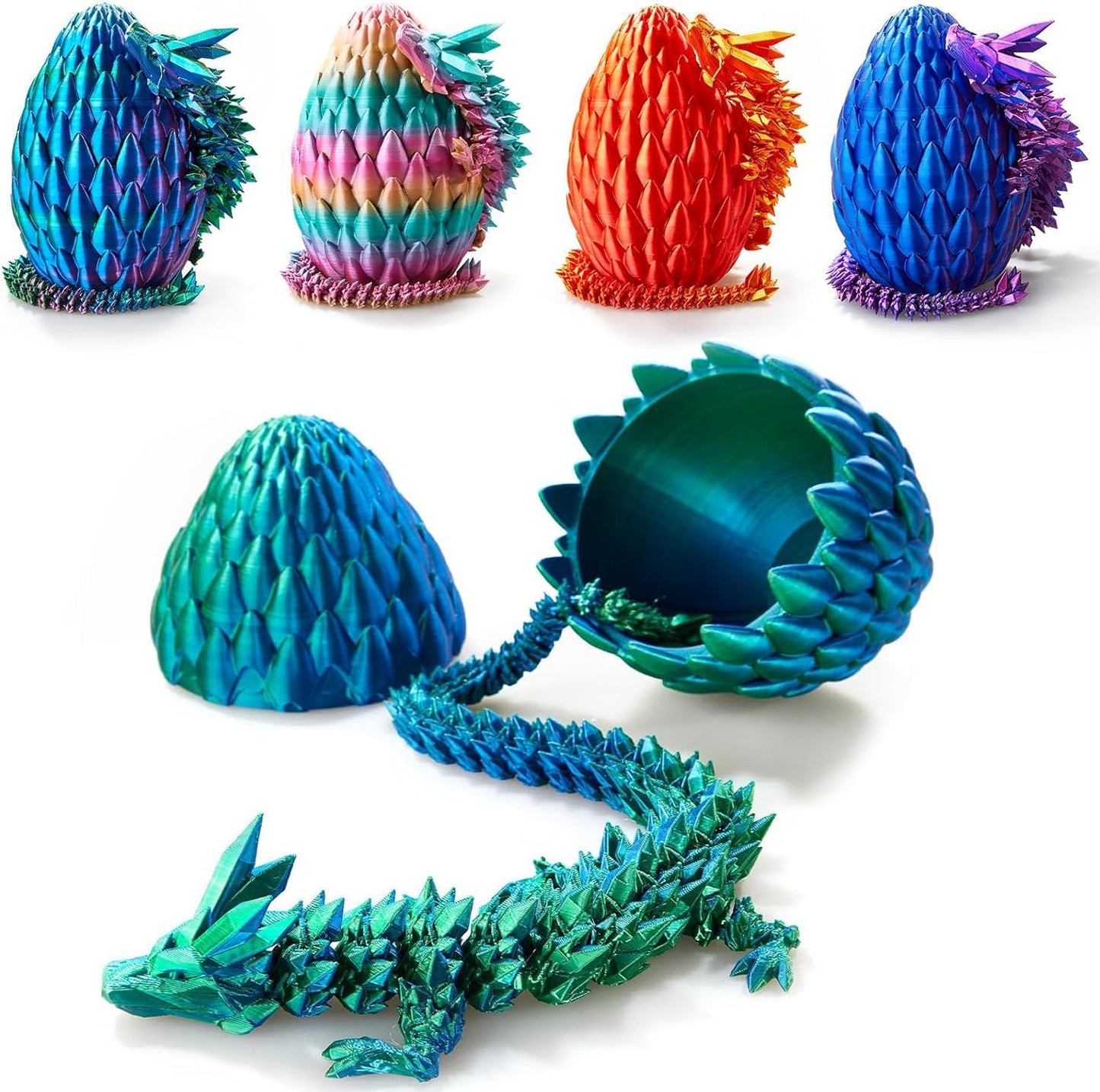 12inch 3D Printed Dragon Egg,Mystery Crystal Dragon Fidget Toys,Articulated Dragon,Home Desk Decor