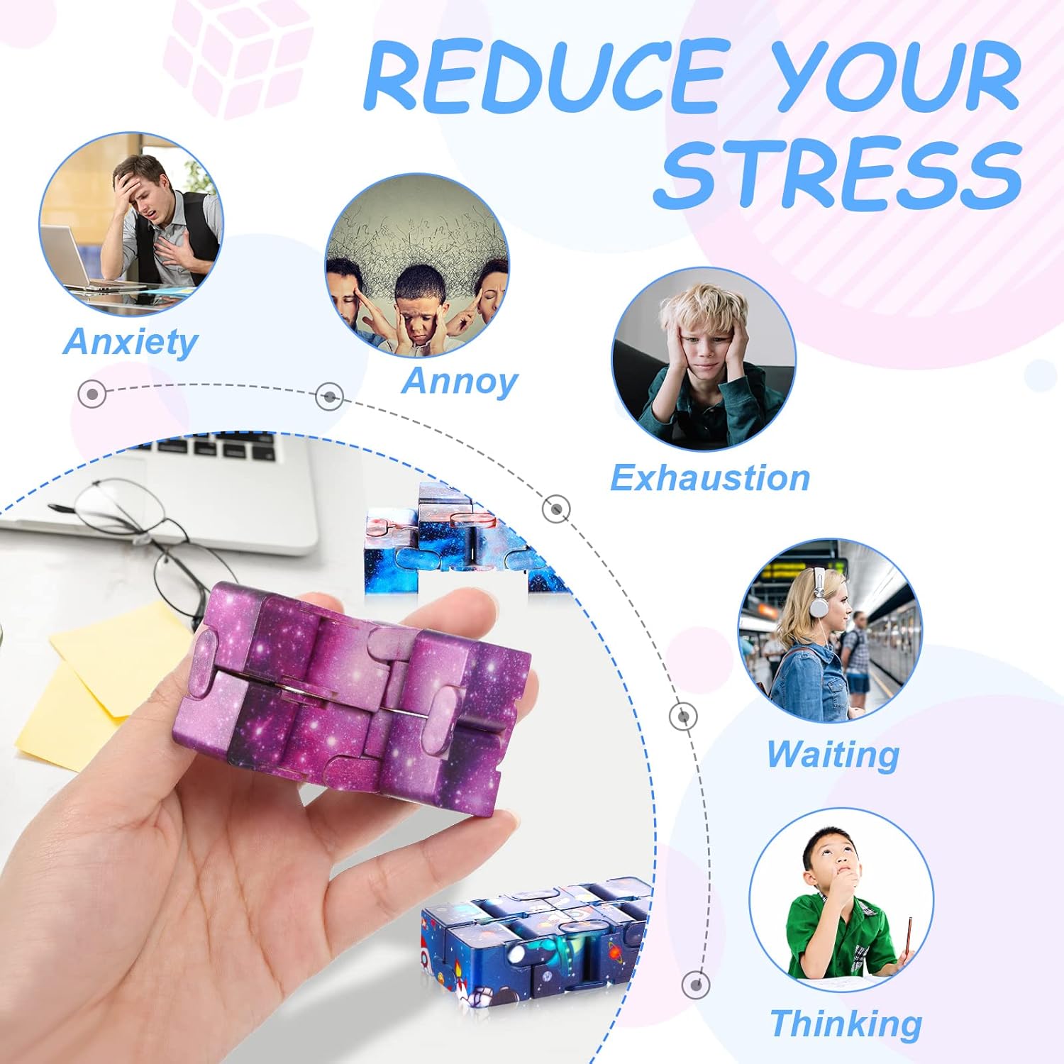 Galaxy Theme Infinity Cube Space Astronaut Infinity Toy Stress and Anxiety Relief Cool Hand Mini