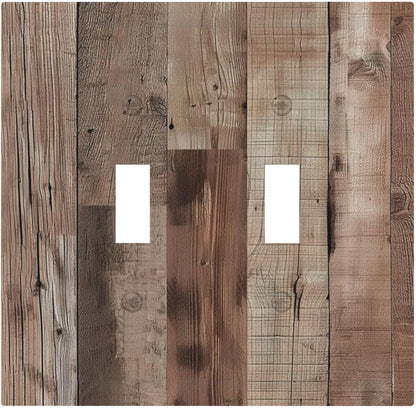 Decorative Switch Covers Plate Retro Wood Plank Vintaga Wooden Board 2 Gang Wall Plate Unique