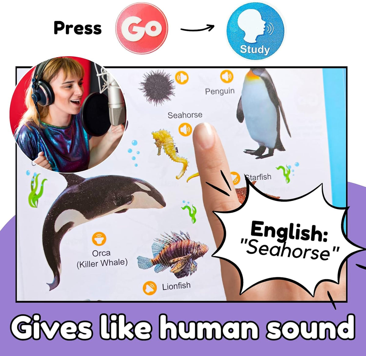 ZeenKind English Learning Talking Book for Kids 2 3 4 5 6 Years Old, 300+ Words Interactive Audio