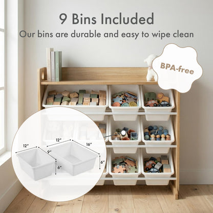 Humble Crew Kids Toy Organizer with Display Shelf, 9 Bins, 3 Tier Storage