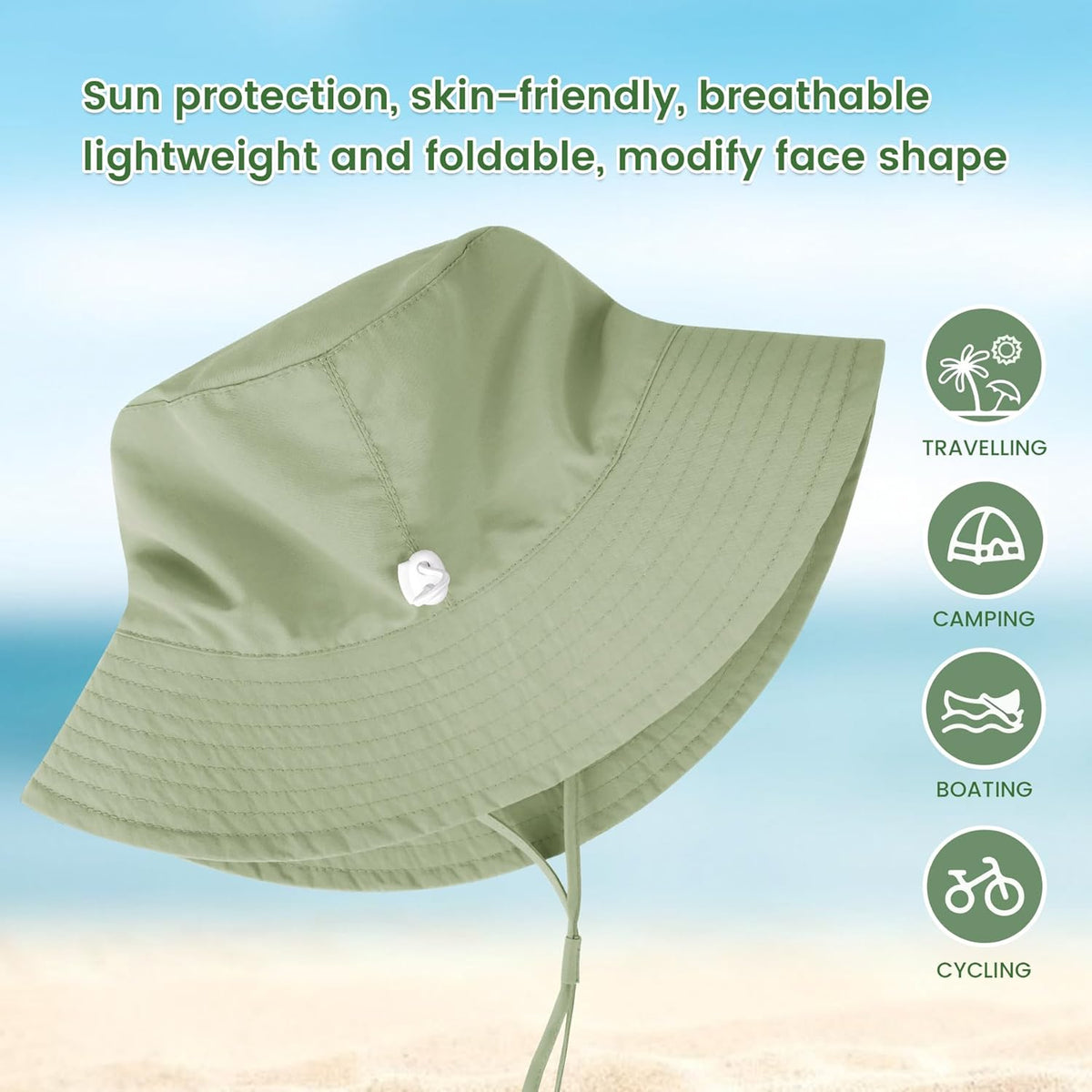 Baby Sun Hat 0-6 Years Toddler Boys Girls Adjustable Bucket Hats Kids Bucket Hats UPF 50+ Wide Brim