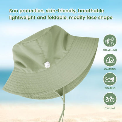 Baby Sun Hat 0-6 Years Toddler Boys Girls Adjustable Bucket Hats Kids Bucket Hats UPF 50+ Wide Brim