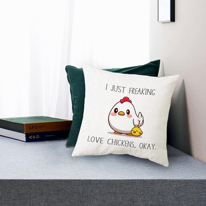 Sidhua Farmhouse Chicken Themed Pillowcase Decorations for Home, I Just Freaking Love Chickens Okay