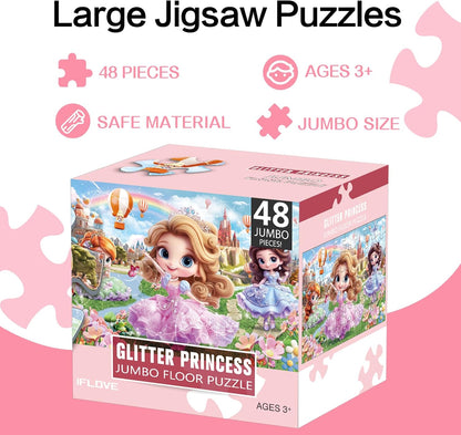Jumbo Floor Puzzle for Kids,48 Piece Princess Large Jigsaw Puzzles,Puzzle for Toddler Ages