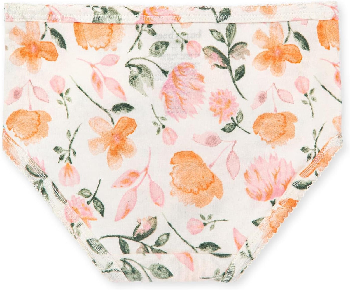 Burt's Bees Baby Toddler Girls' Underwear Set of 5 - Solids, Stripes,Prints, Tag-Free with Sizes
