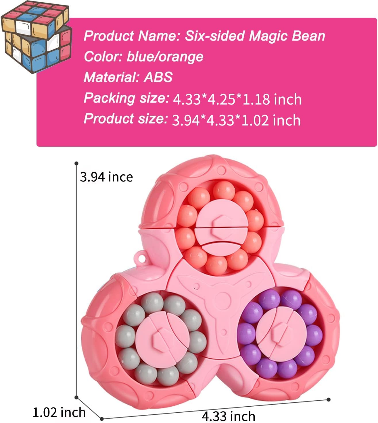 Magic Bean Rotating Brain Teaser Finger Puzzle Toy,Boys Girls Handheld Spinner Stress Anxiety