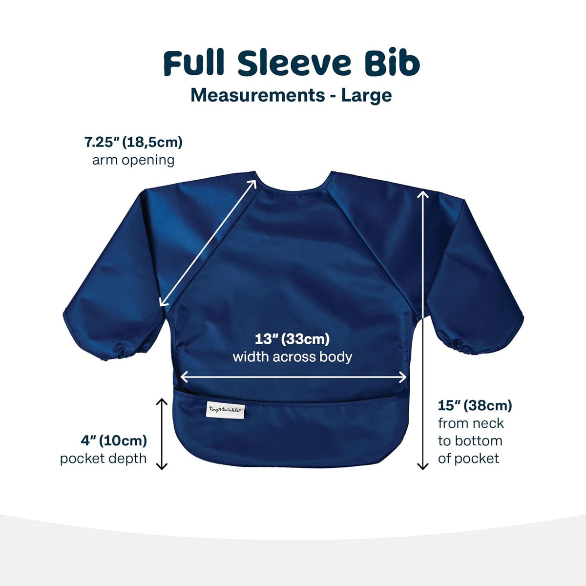Tiny Twinkle Mess Proof Baby Bibs, 2pk Waterproof Smock Baby Bibs for Eating, Machine Washable Long