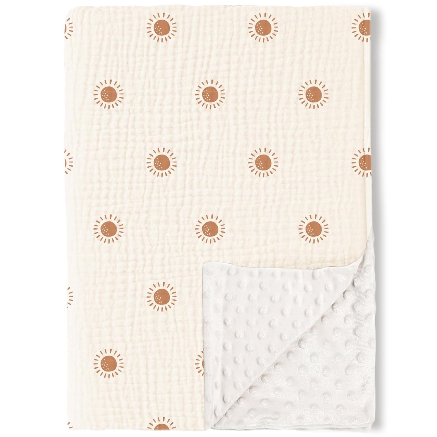 Konssy Baby Blankets for Unisex Boys Girls, Super Soft Nursery Minky Blankets with Muslin Cotton