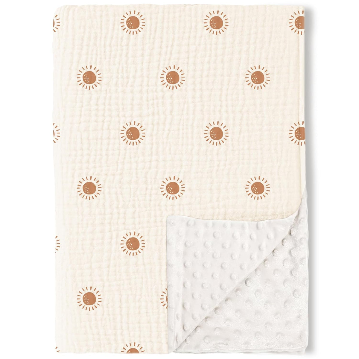 Konssy Baby Blankets for Unisex Boys Girls, Super Soft Nursery Minky Blankets with Muslin Cotton