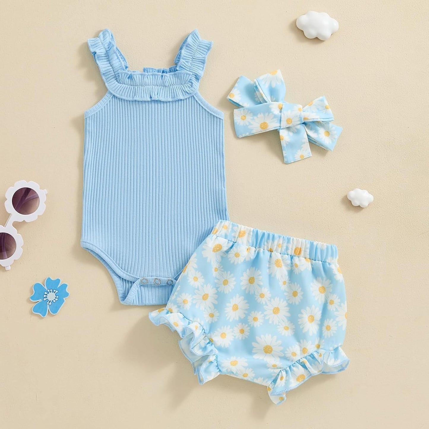 fhutpw Baby Girl Clothes Summer Cute Outfits 3 6 12 18 Months Spaghetti Strap Romper & Floarl