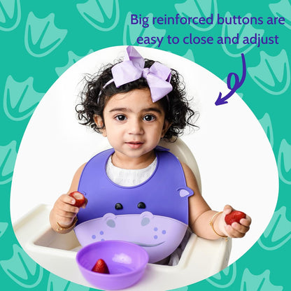 Silly Goose Set of 2 Silicone Animal Baby Bibs for Babies and Toddlers, Waterproof, Adjustable