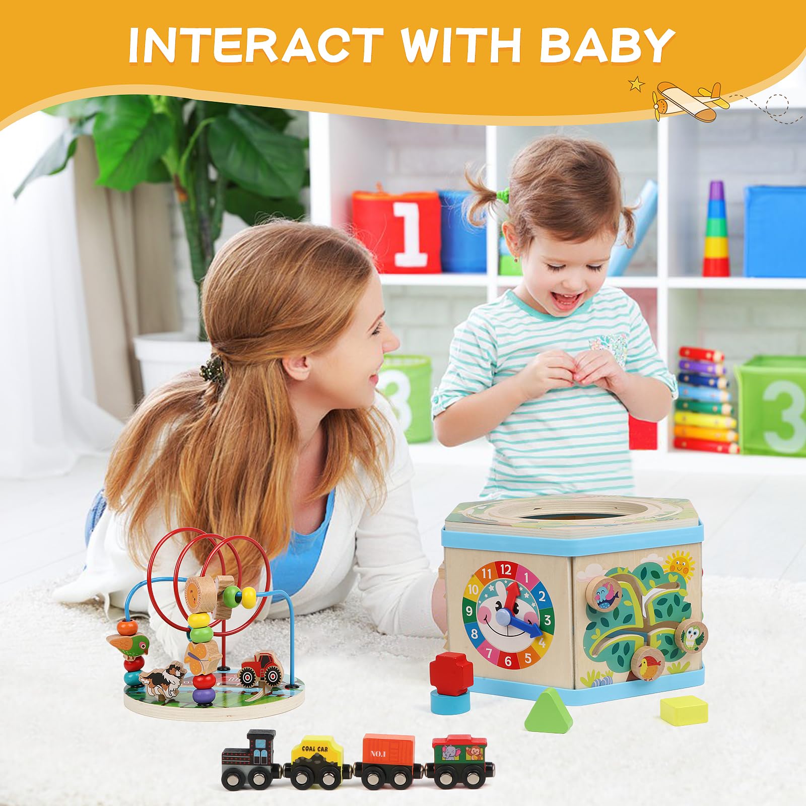 Wooden Activity Cube 9-in-1 Montessori Toys for 1+ Year Old Boys Girls Educational Learning Toys