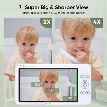 bonoch MegaView Baby Monitor with Camera and Audio, 7" 720P HD Video Baby Monitor No WiFi, 6000mAh