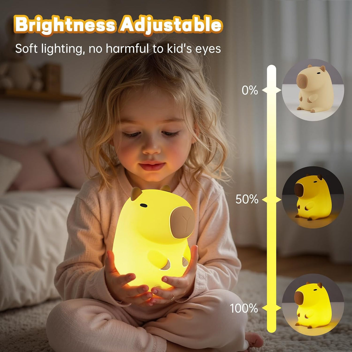Capybara Night Light for Kids, Cute Capybara Lamp Silicone Baby Nursery Night Lamp, Dimmable
