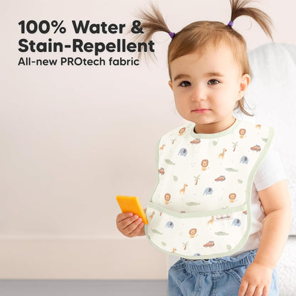 3-Pack Waterproof Baby Bibs for Eating - Lightweight Toddler Feeding Bibs with Large Food Catcher