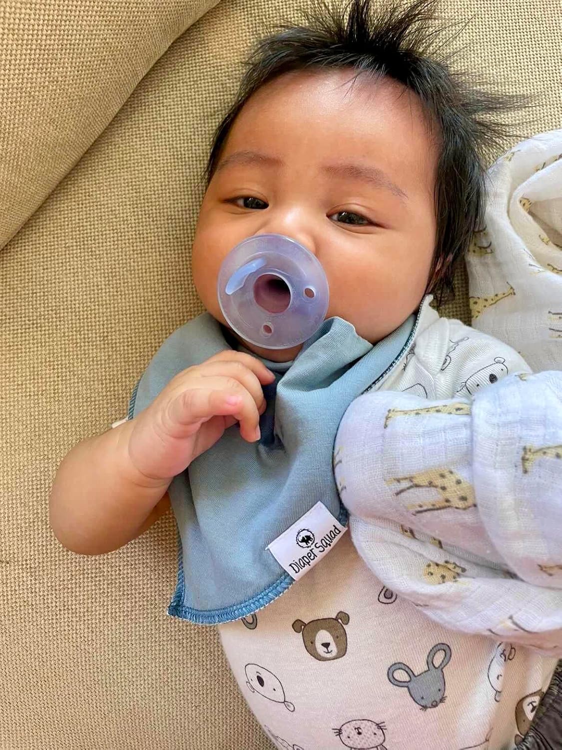 DiaperSquad's Baby Bibs for Drooling and Teething, Bibs for Boys, Baby Girl - Solid Cotton Baby