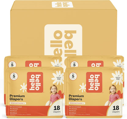 Hello Bello Premium Diapers, Size 5 (27+ lbs) Surprise Pack for Girls - 72 Count, Hypoallergenic