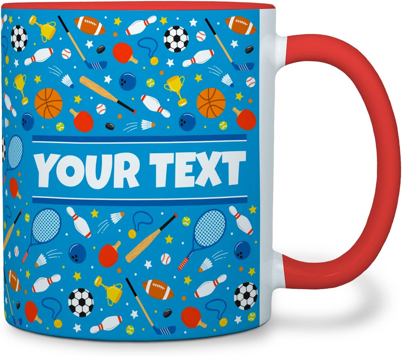 Personalized Mug for Kids - Sports - Custom Name/Text, Ceramic Hot Chocolate/Cocoa/Coffee Cup for