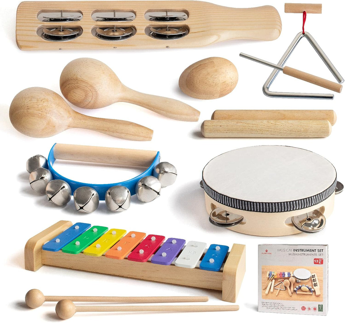MUSICUBE Musical Instrument Set for Toddler Baby Kid Wooden Percussion Instrument Musical Toys