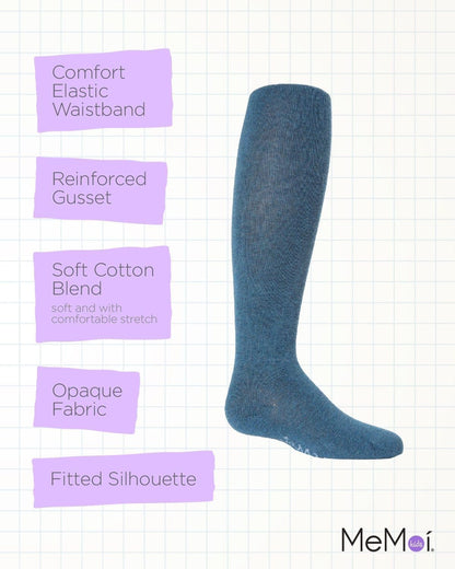 MeMoi Soft Pima Cotton Tights for Girls, Soft and Lightweight Opaque Tights for girls - Sizes 8 to
