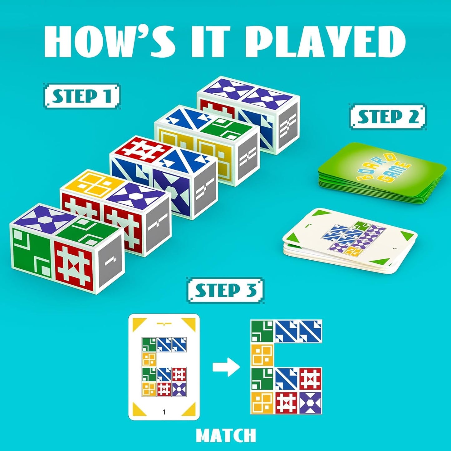 Family Matching Game for Kids & Adults, Block Puzzle Board Games for Boys & Girls Ages 4-8 8-12, 2