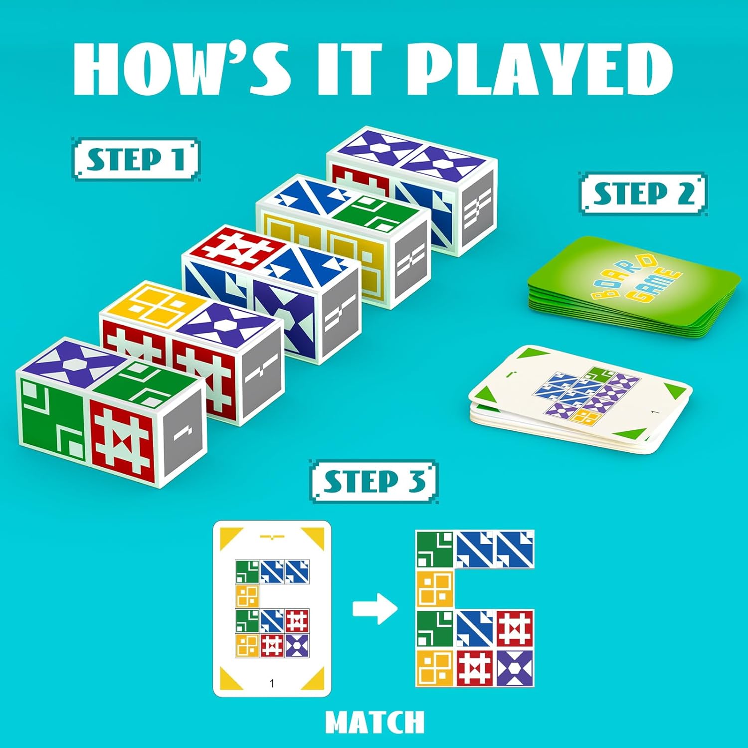 Family Matching Game for Kids & Adults, Block Puzzle Board Games for Boys & Girls Ages 4-8 8-12, 2